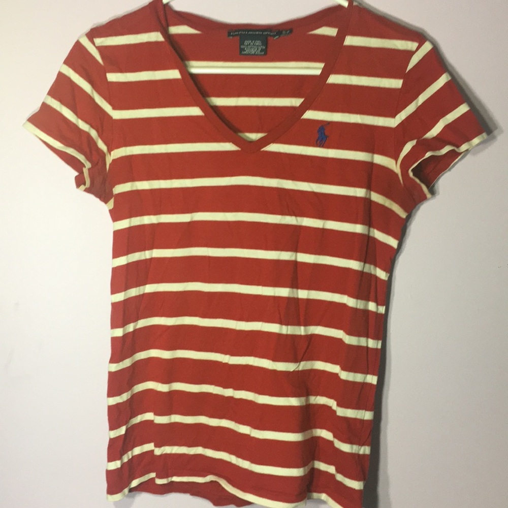 striped v-neck tee